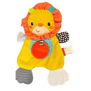 Infantino Cuddly Lion Baby Teether Plush Crinkle Unisex Baby Sounds Silicone Toy